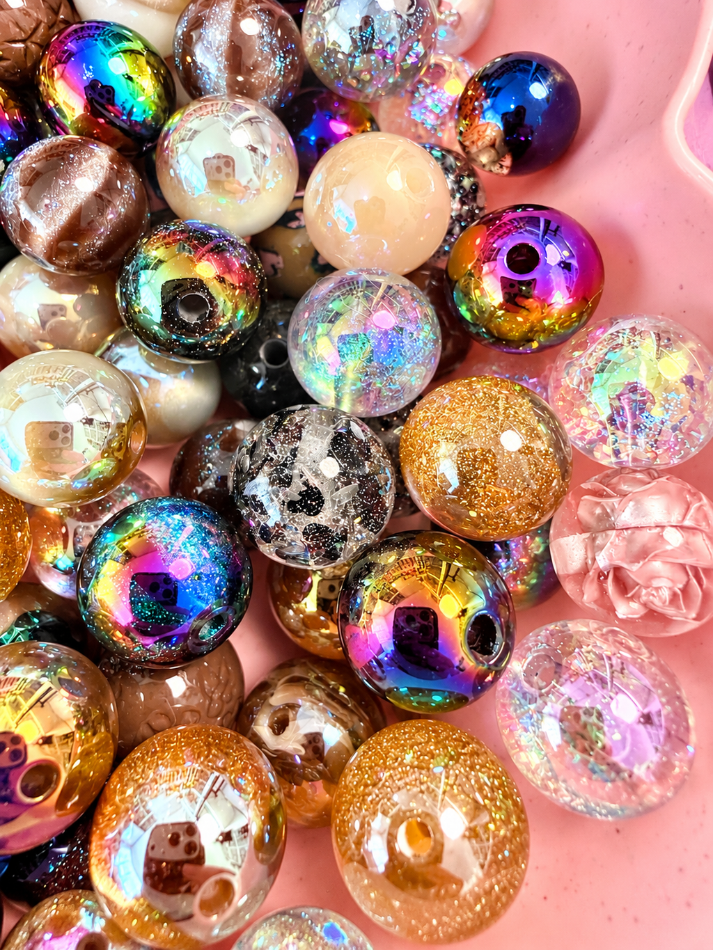 16MM Brown/Black Mix Round Beads