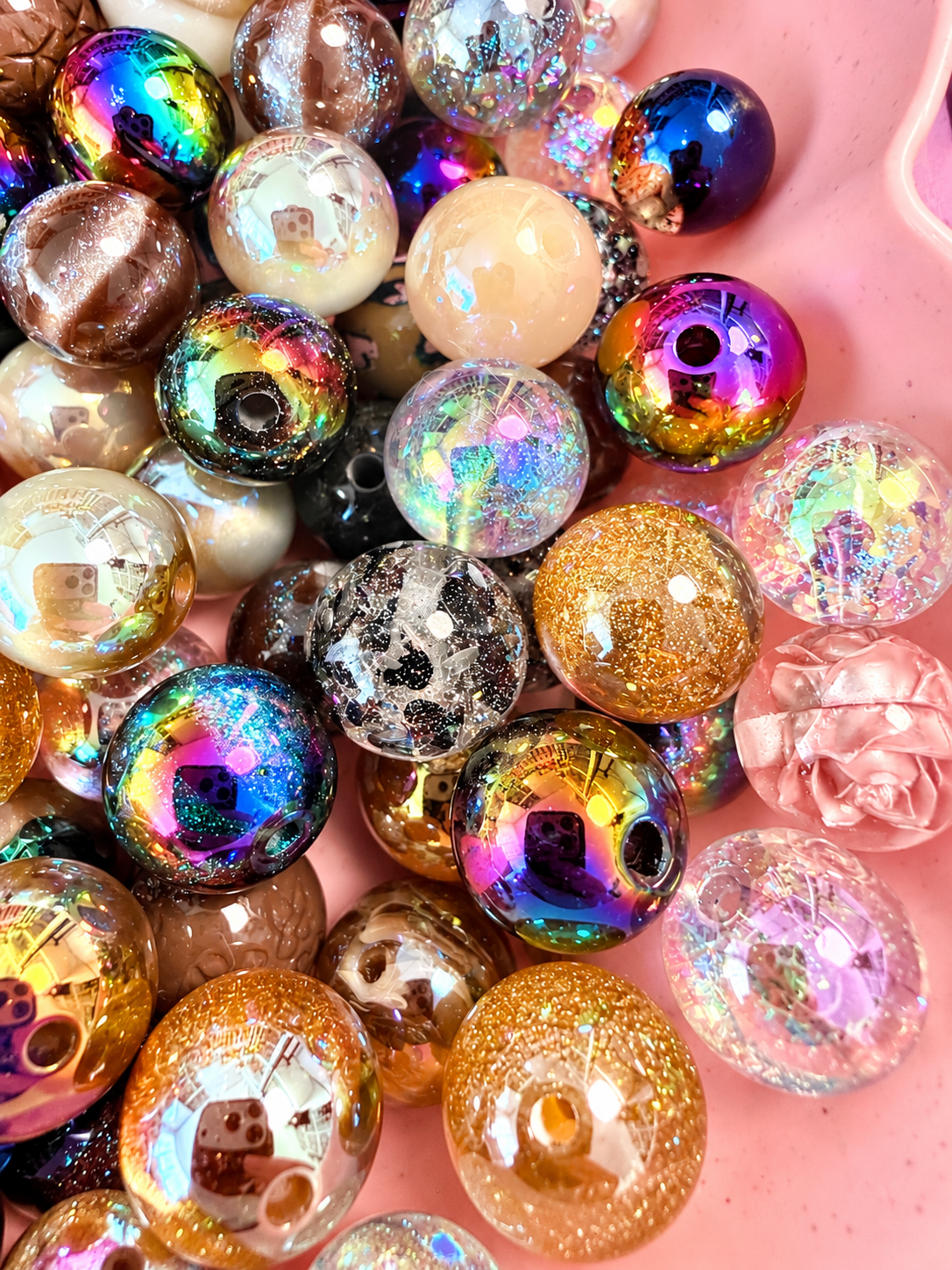 16MM Brown/Black Mix Round Beads