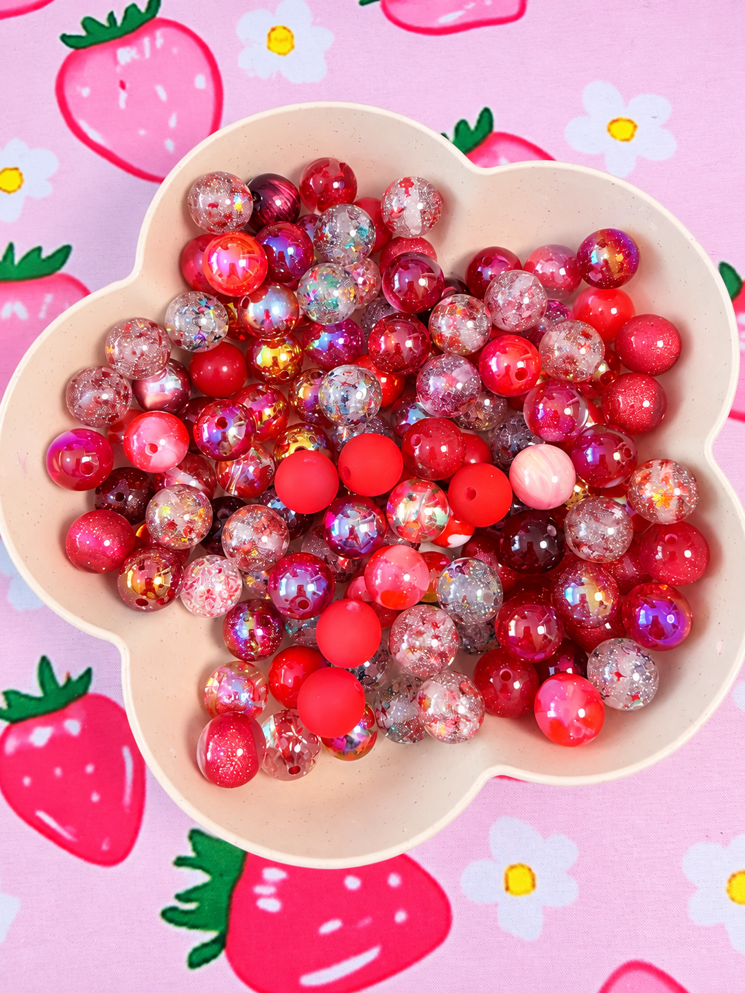 16MM Red Mix Round Beads