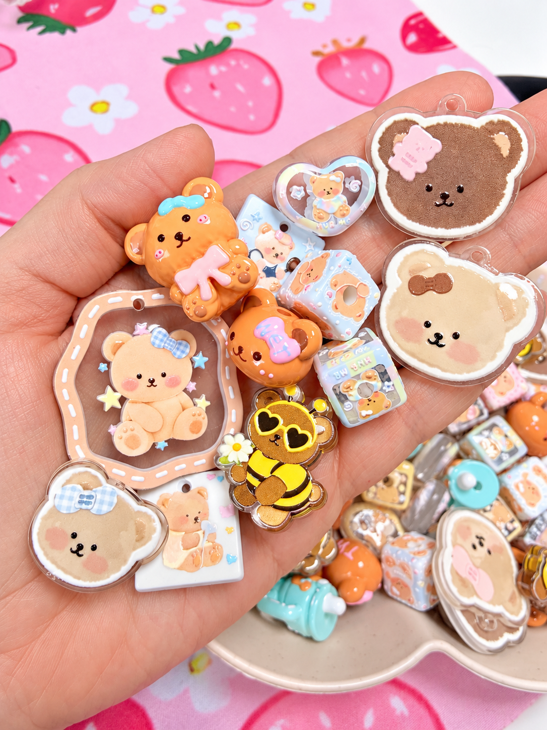 Bear Beads and Pendant Charm Acrylic Mix