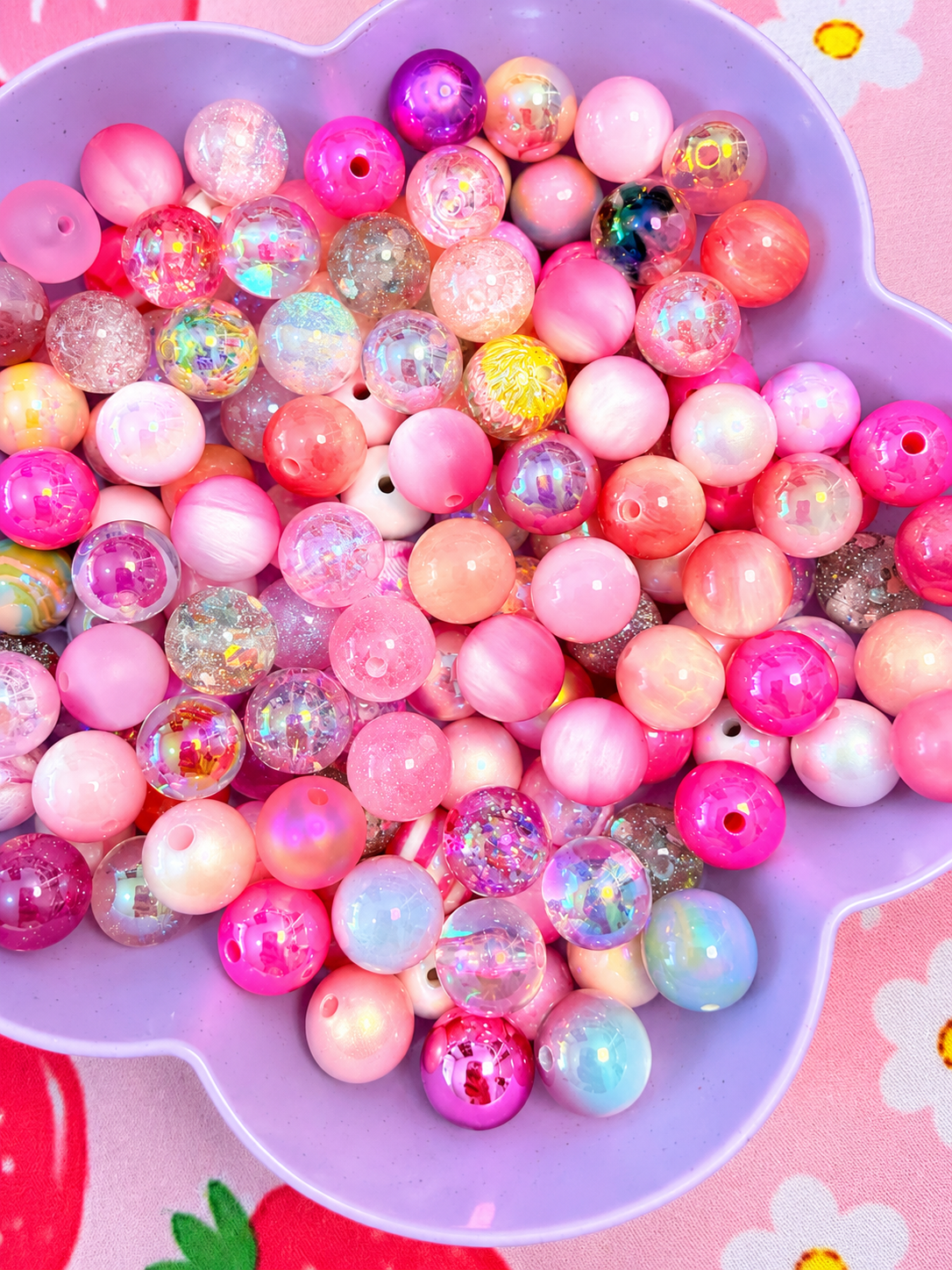 16MM Pink Mix Round Beads