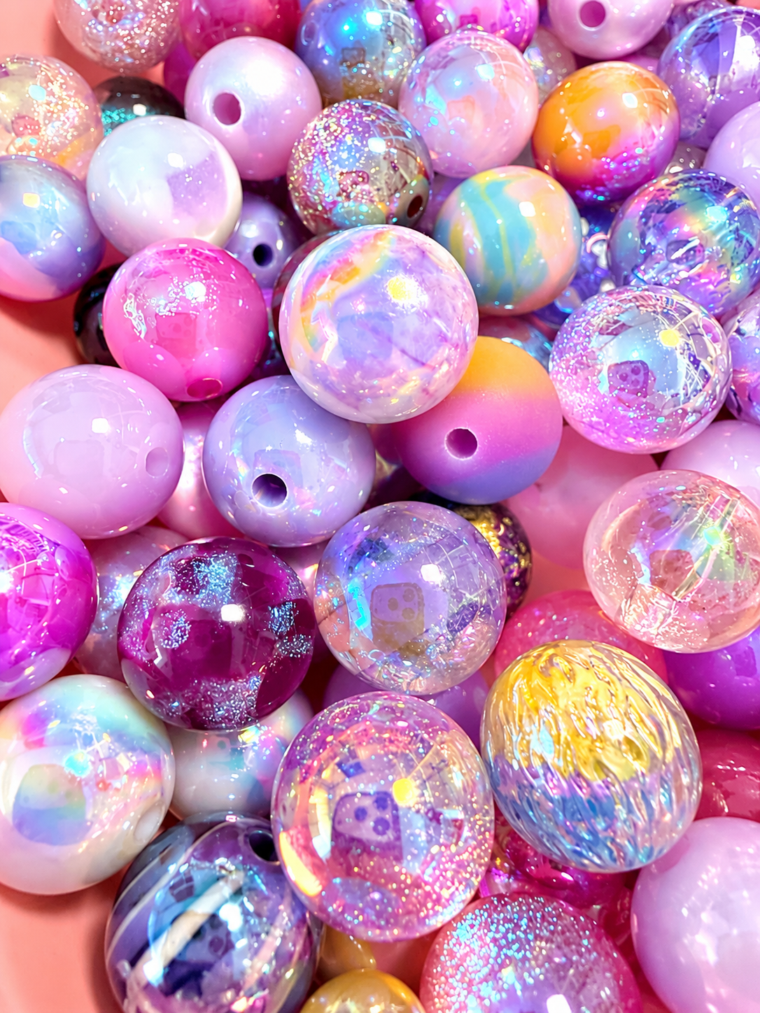16MM Purple Mix Round Beads