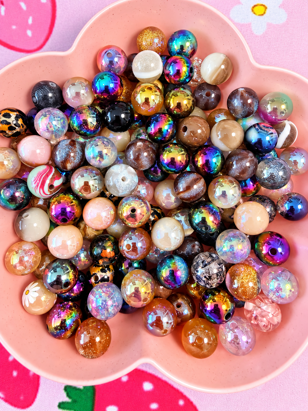 16MM Brown/Black Mix Round Beads