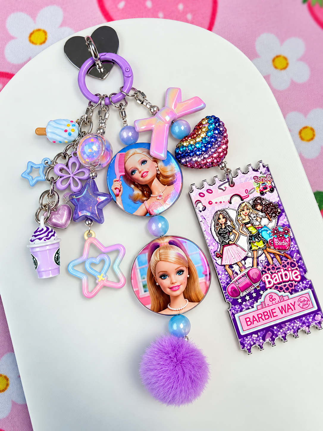 Barbie Purple Keychain, Bag Charm, Accessory