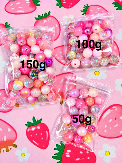 16MM Pink Mix Round Beads