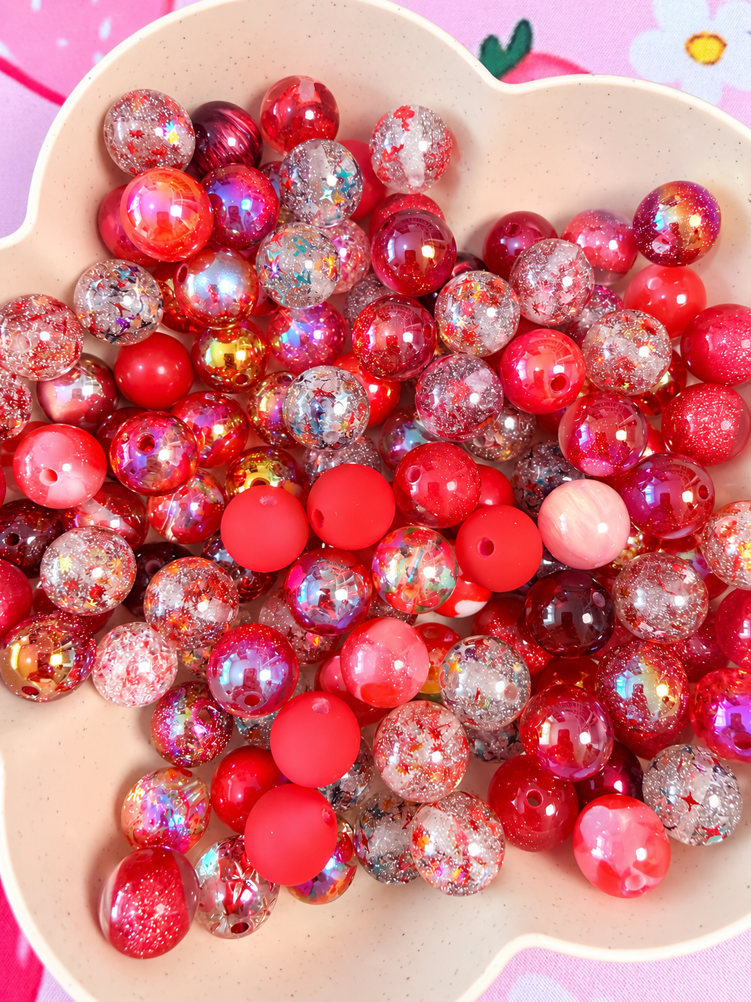 16MM Red Mix Round Beads