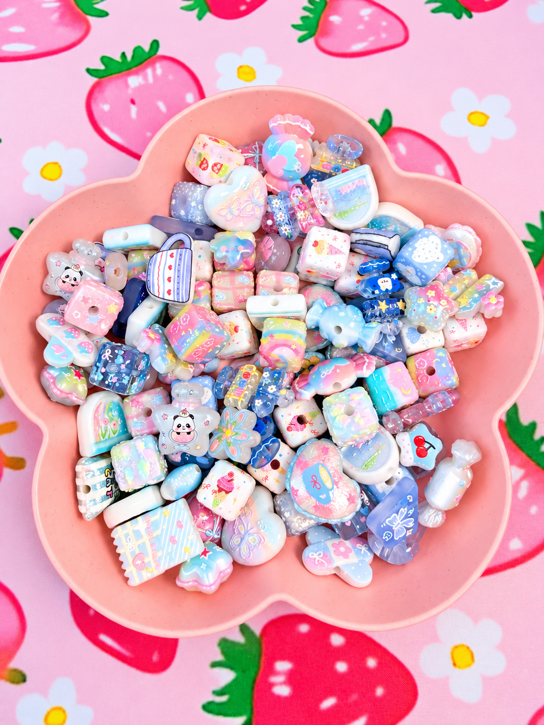 Blue Bead Soup Mix 50g 100g 150g Kawaii Acrylic Beads