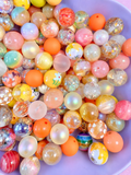 16MM Orange/Yellow Mix Round Beads