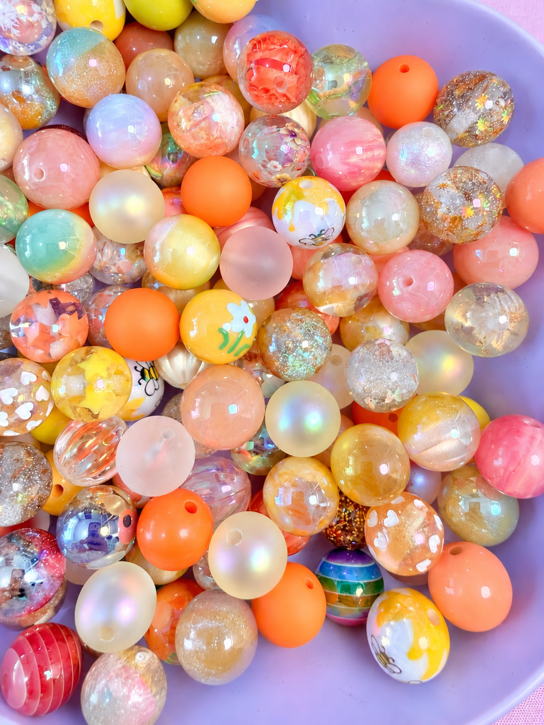 16MM Orange/Yellow Mix Round Beads