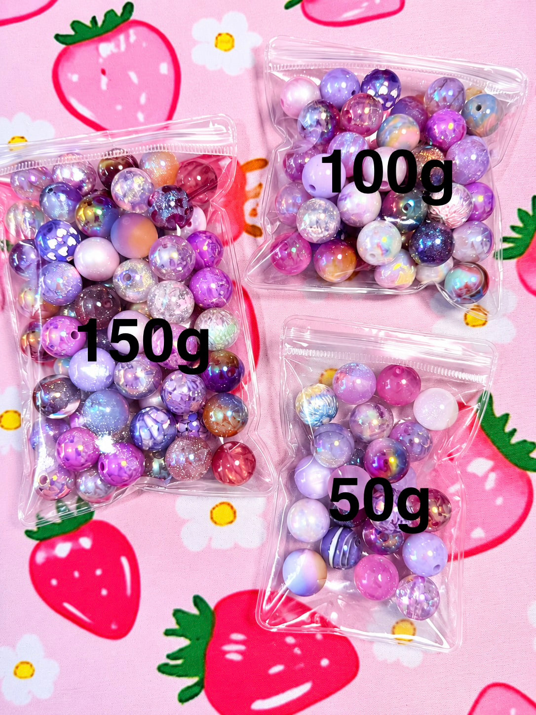 16MM Purple Mix Round Beads