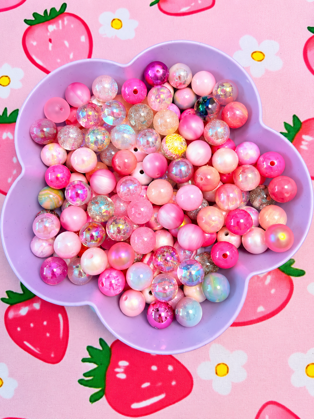 16MM Pink Mix Round Beads