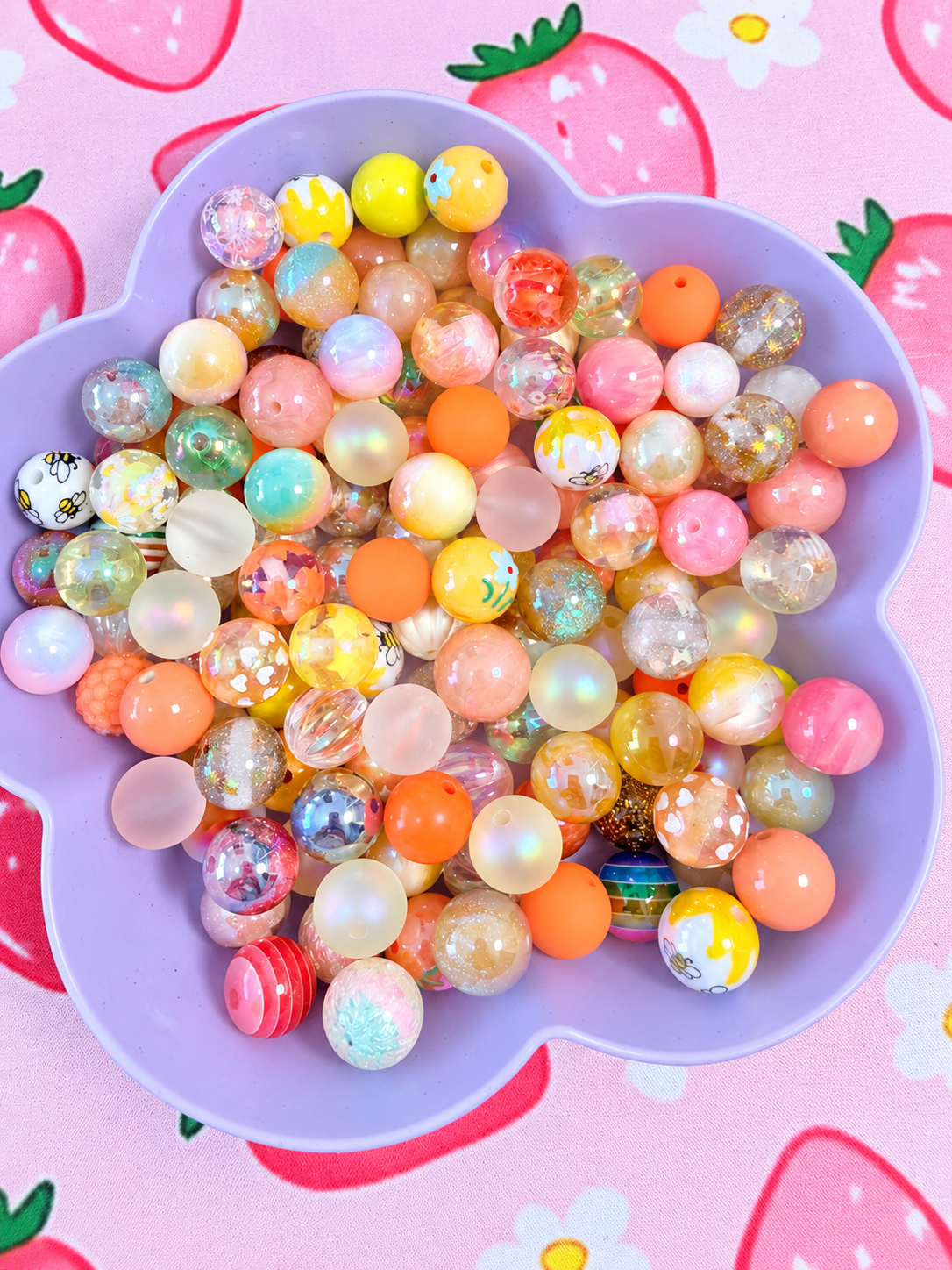 16MM Orange/Yellow Mix Round Beads