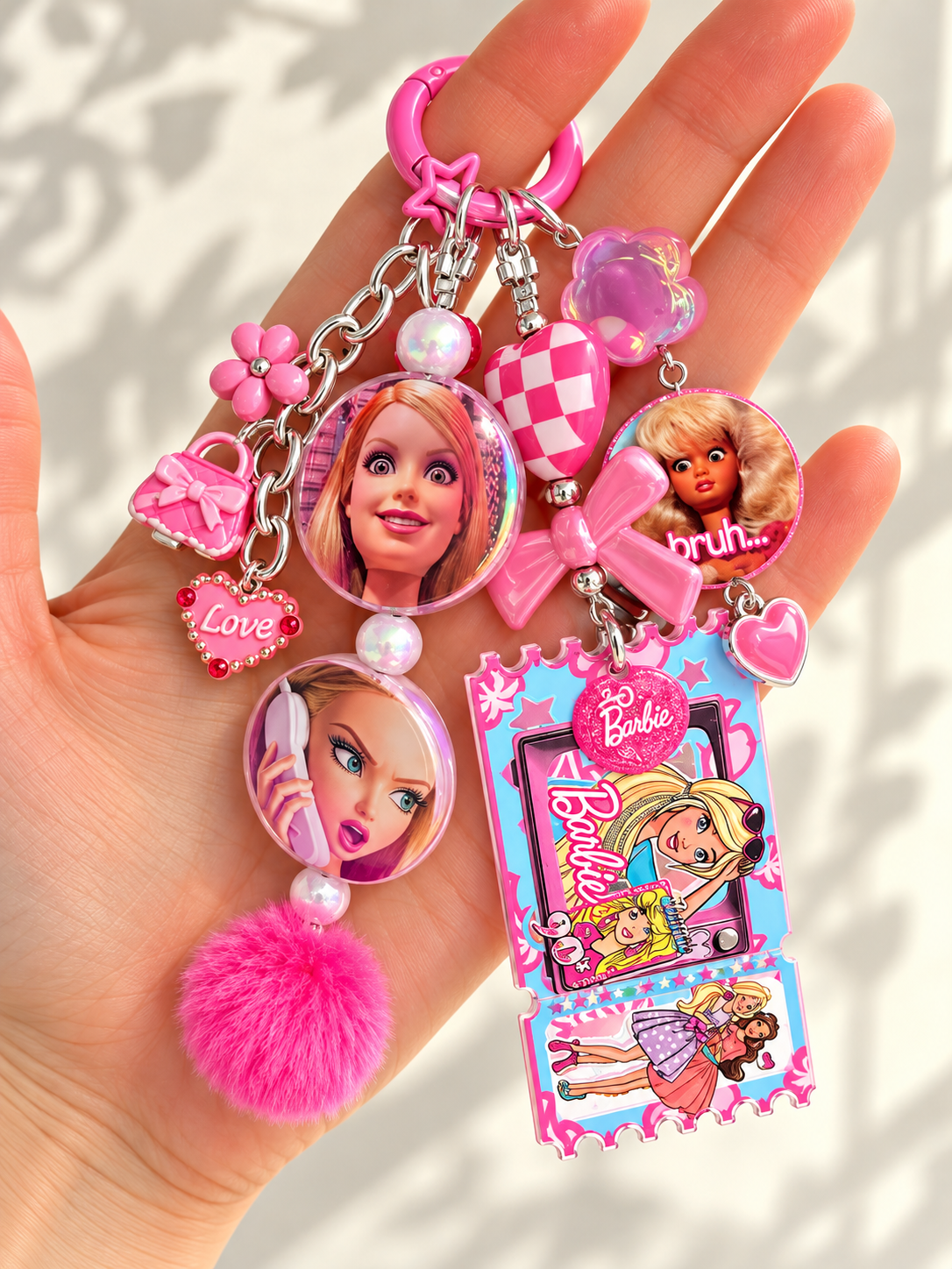 Barbie Pink Keychain, Bag Charm, Accessory