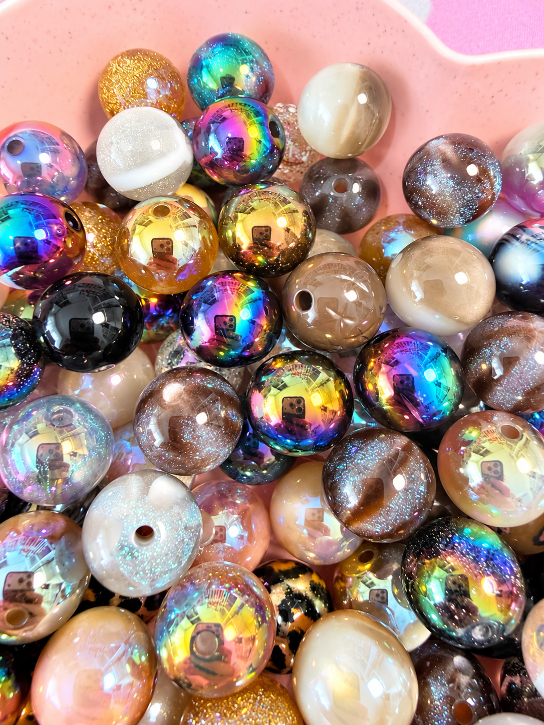 16MM Brown/Black Mix Round Beads