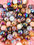 16MM Brown/Black Mix Round Beads