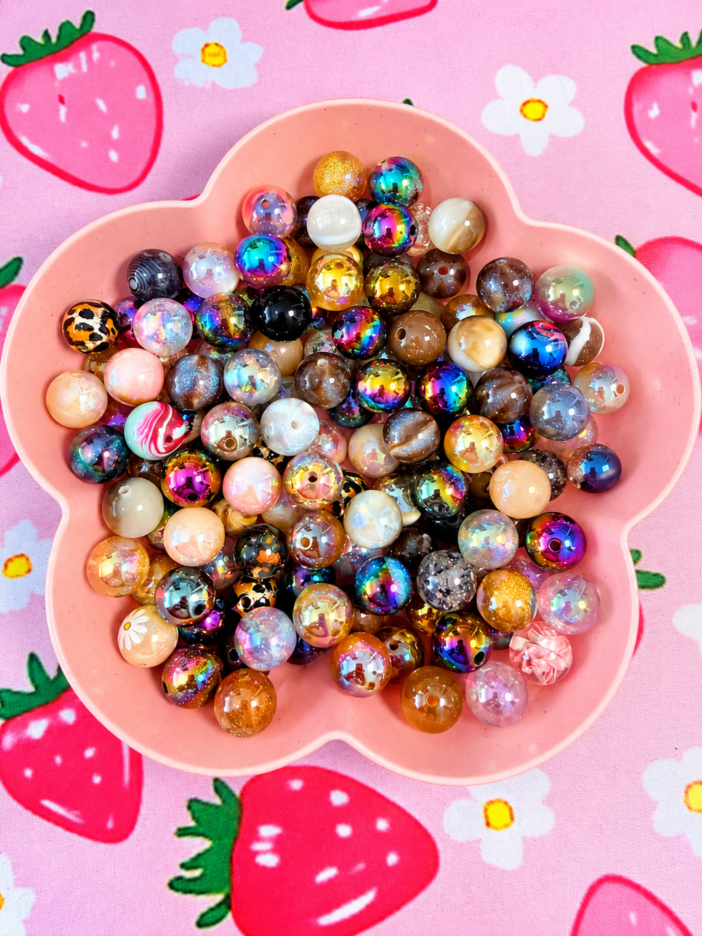 16MM Brown/Black Mix Round Beads
