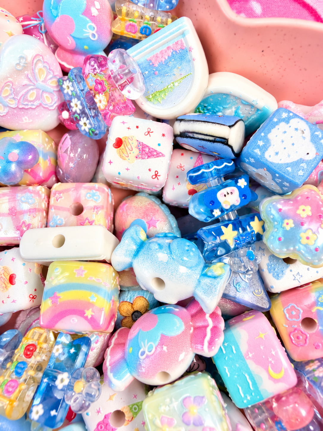 Blue Bead Soup Mix 50g 100g 150g Kawaii Acrylic Beads