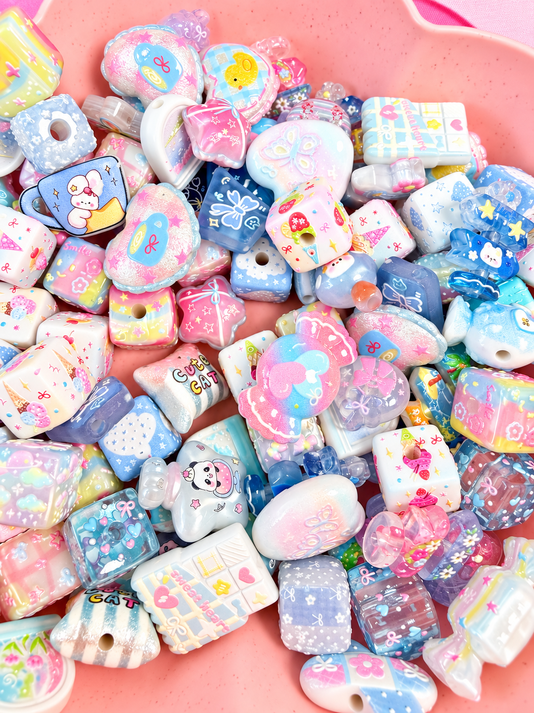 Blue Bead Soup Mix 50g 100g 150g Kawaii Acrylic Beads