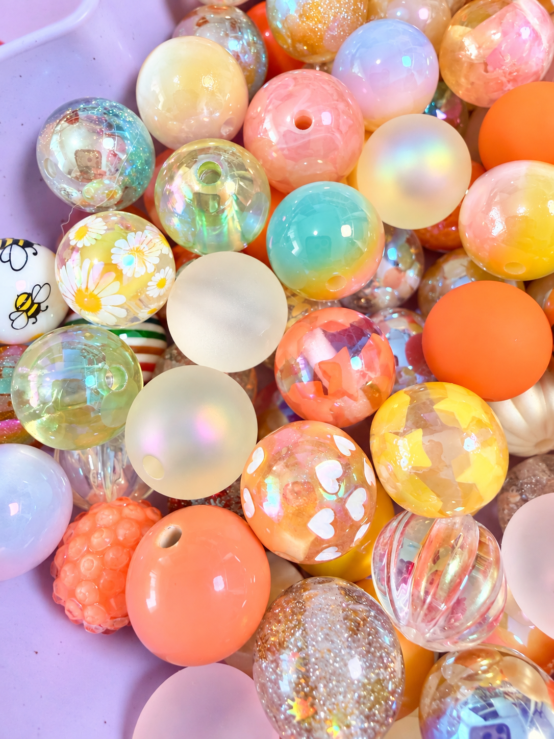 16MM Orange/Yellow Mix Round Beads