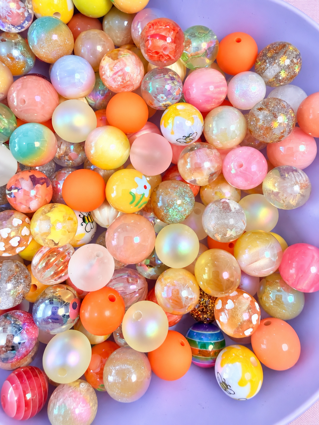 16MM Orange/Yellow Mix Round Beads