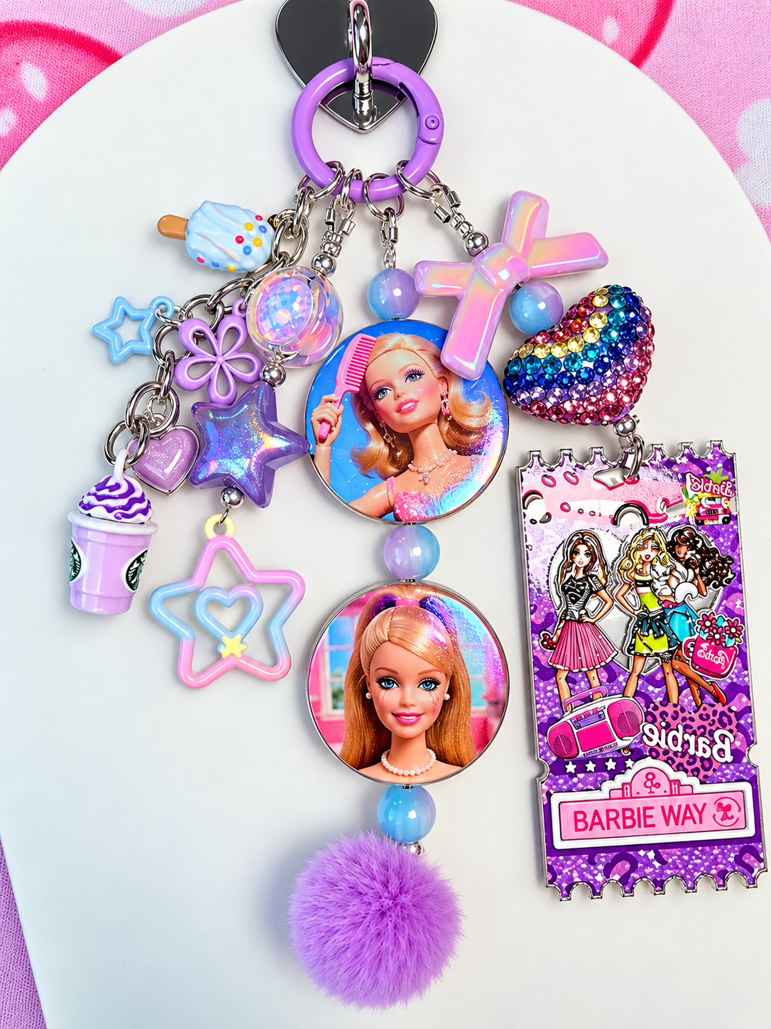 Barbie Purple Keychain, Bag Charm, Accessory