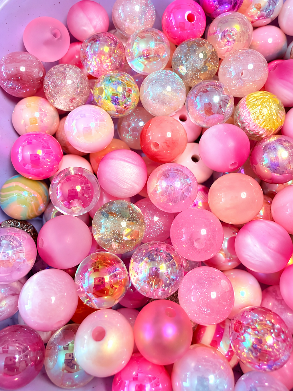 16MM Pink Mix Round Beads