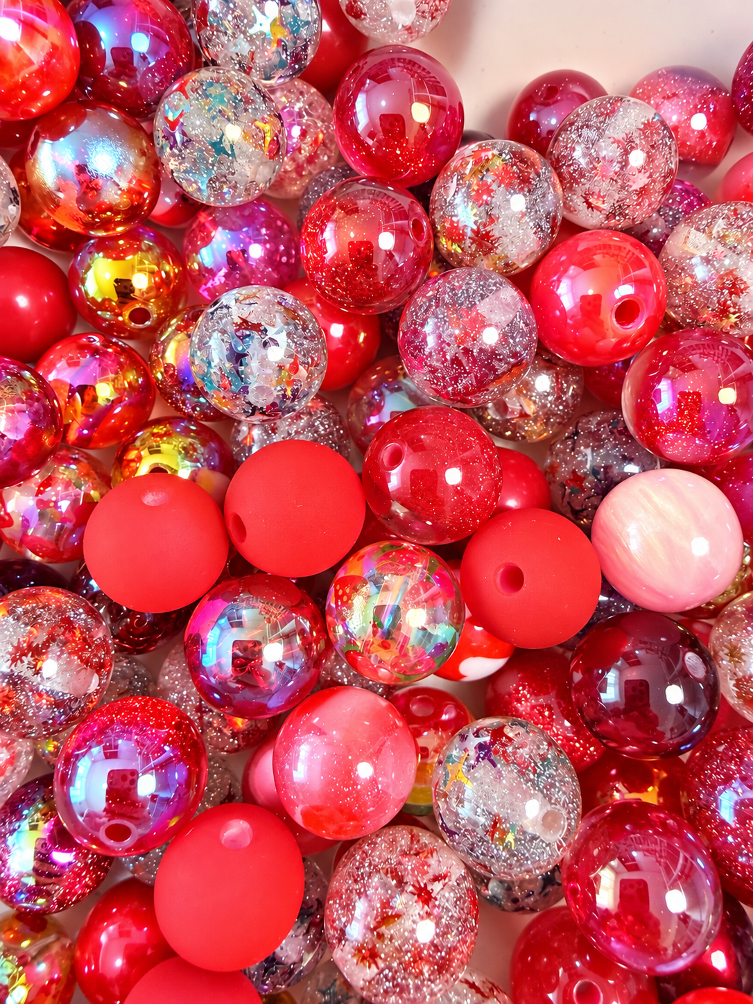16MM Red Mix Round Beads