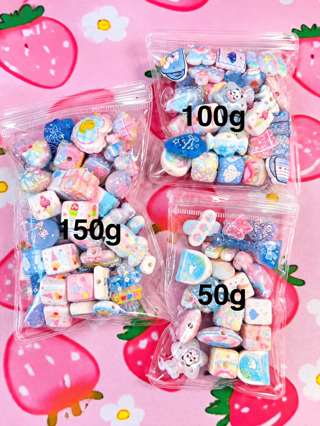 Blue Bead Soup Mix 50g 100g 150g Kawaii Acrylic Beads