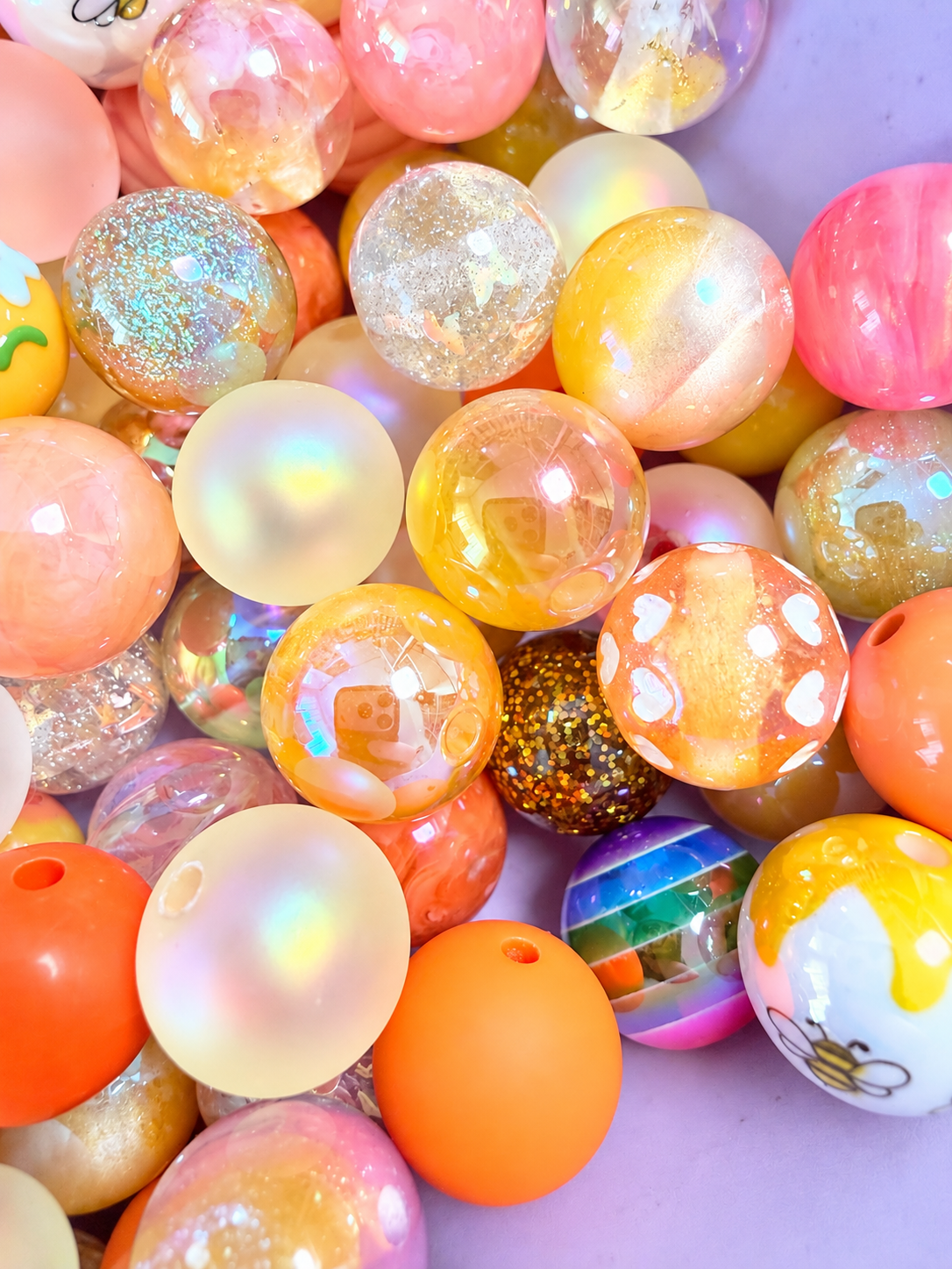 16MM Orange/Yellow Mix Round Beads