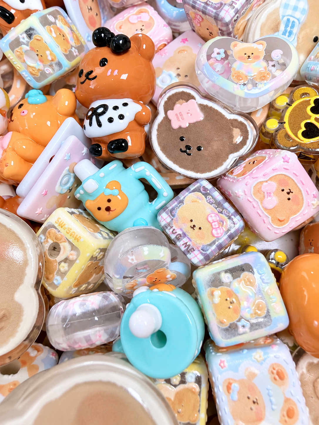 Bear Beads and Pendant Charm Acrylic Mix