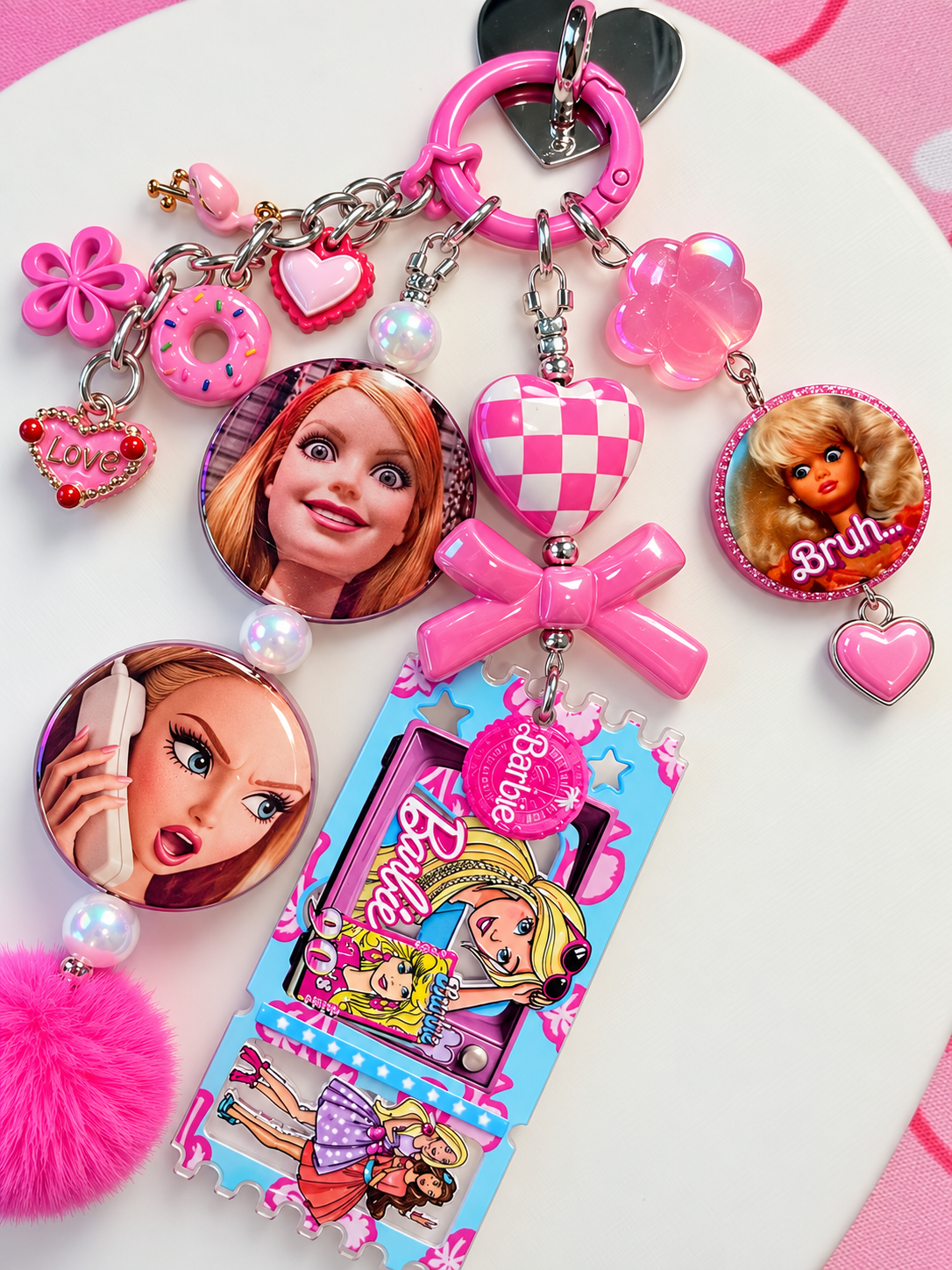 Barbie Pink Keychain, Bag Charm, Accessory