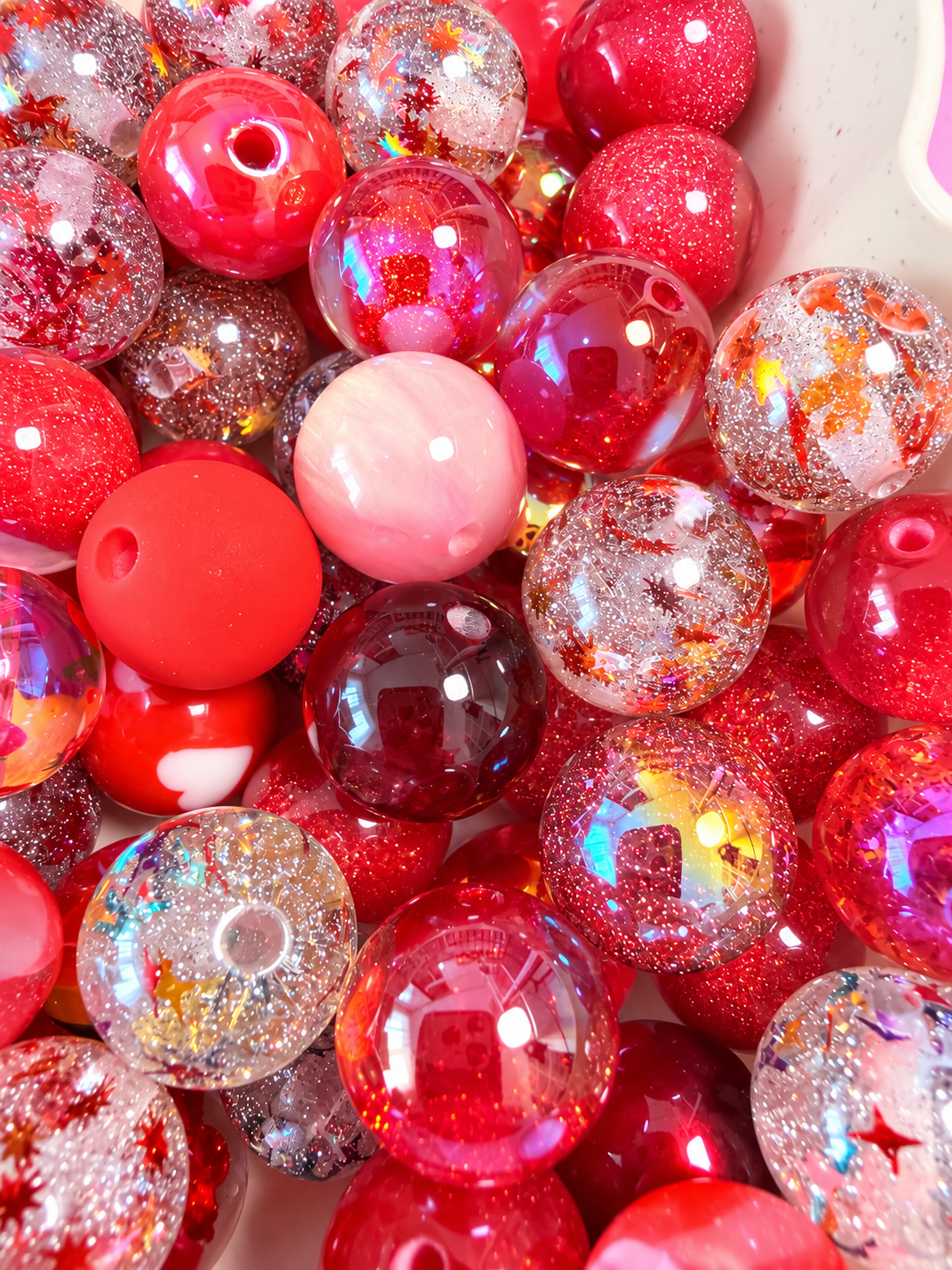 16MM Red Mix Round Beads