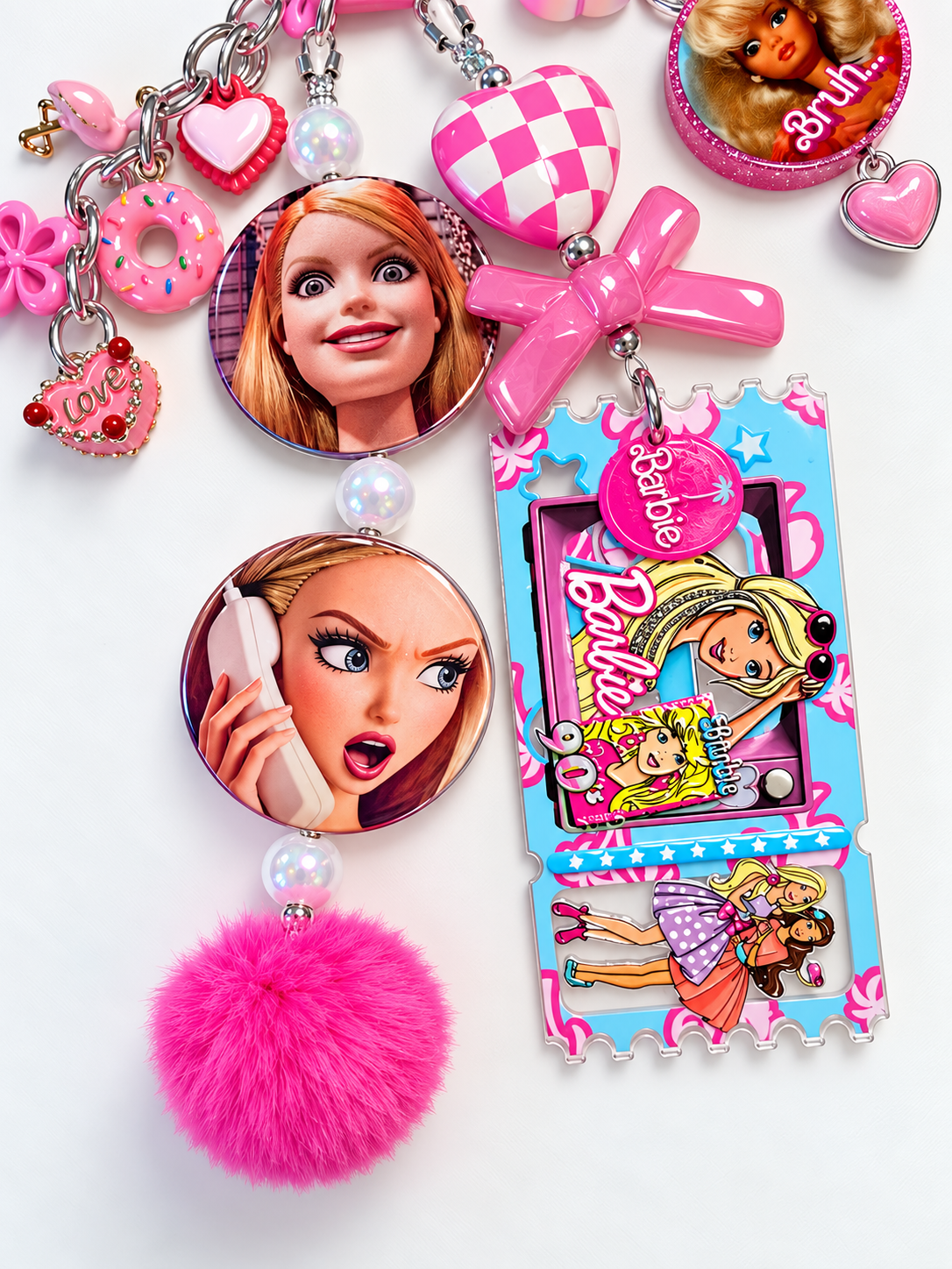 Barbie Pink Keychain, Bag Charm, Accessory