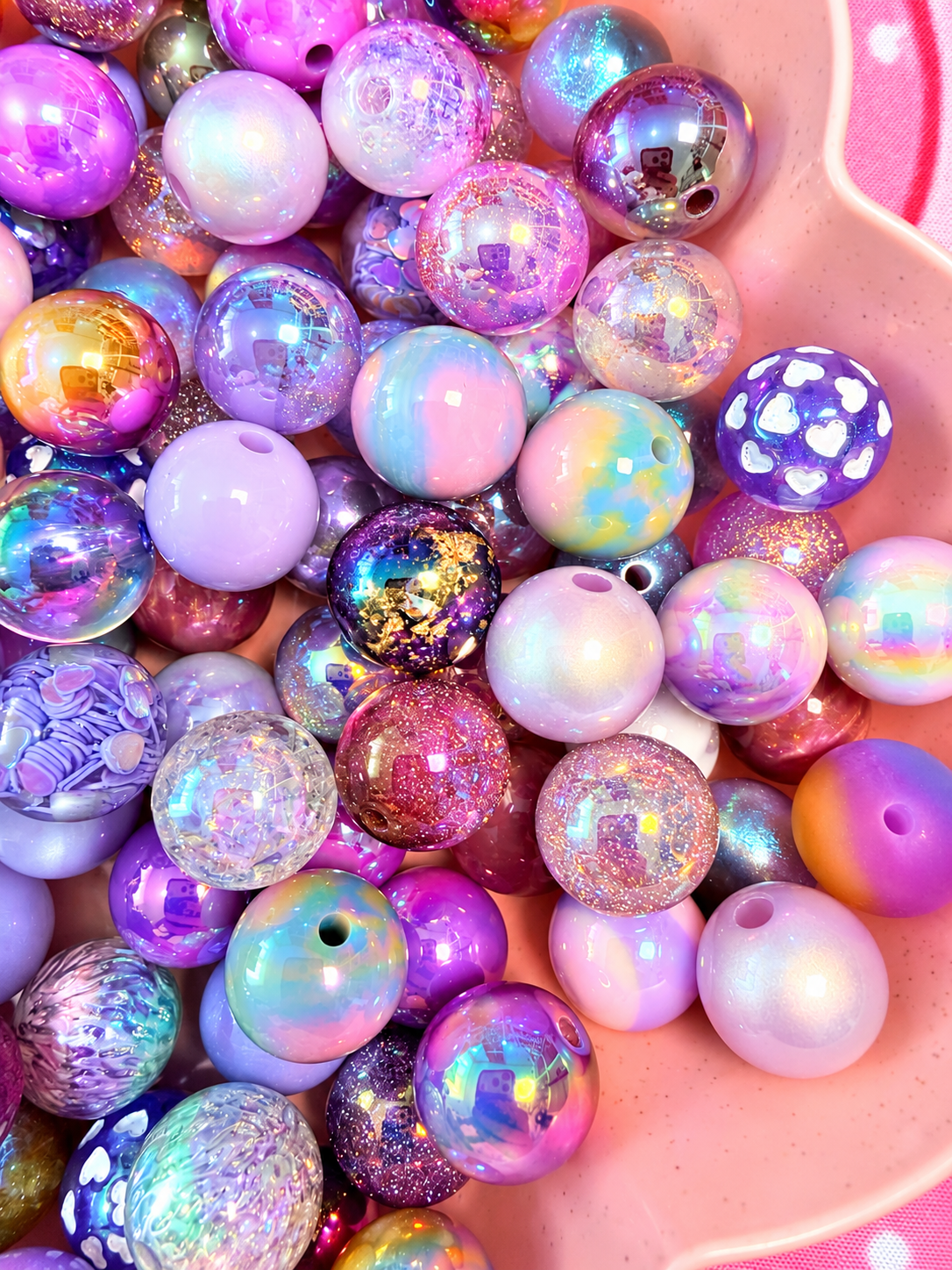 16MM Purple Mix Round Beads