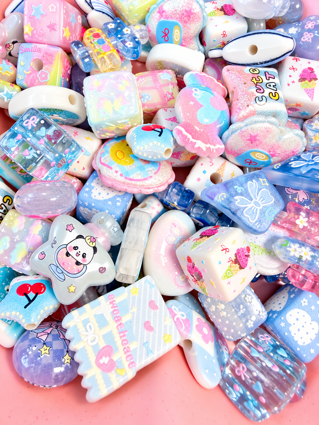Blue Bead Soup Mix 50g 100g 150g Kawaii Acrylic Beads